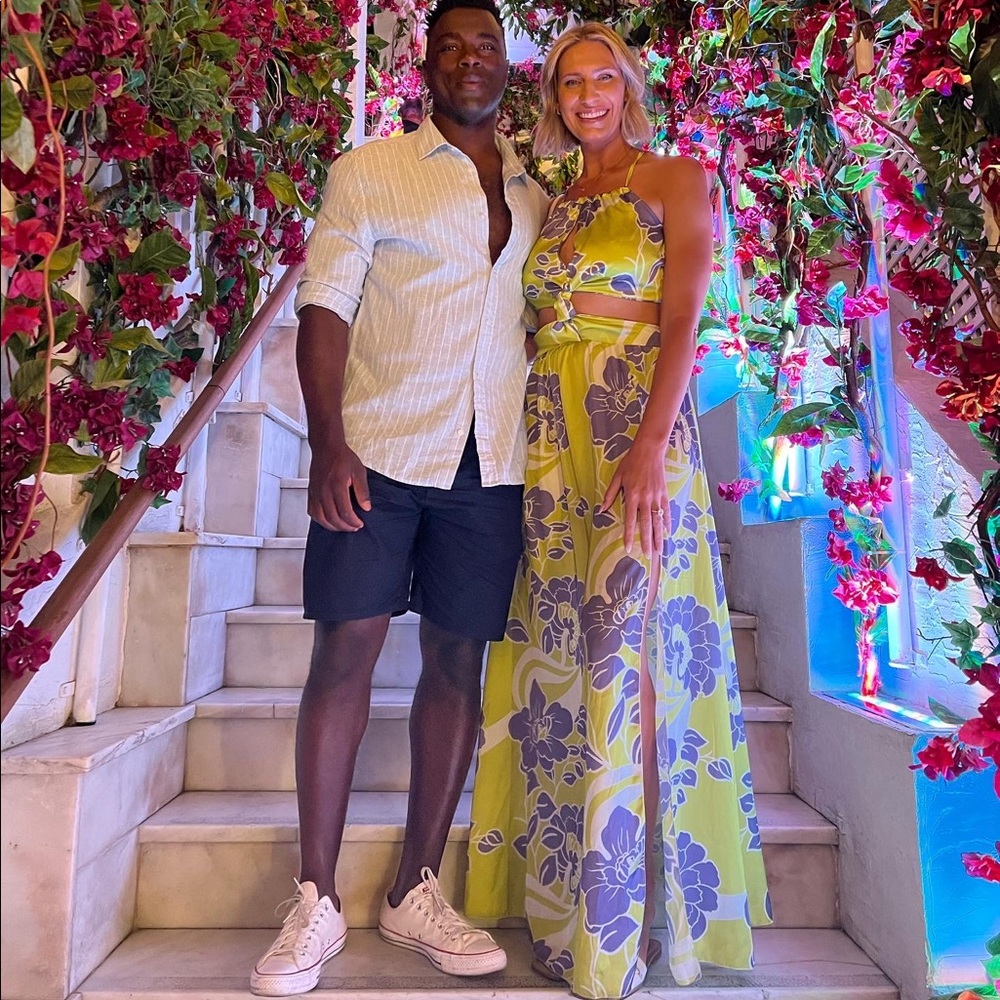 Floral maxi dress with cutouts